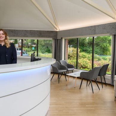 A Receptionist in the reception area at The New Foscote Hospital