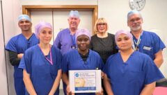 The New Foscote Hospital team holding the NJR Quality Data Provider award certificate.